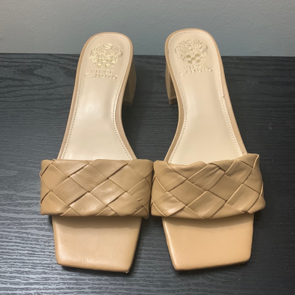 Vince Camuto Slides w/Woven Strap and Block Heel